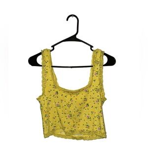 Forever 21 Yellow Floral Lace Crop Top
